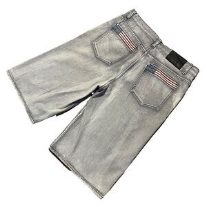 Old Skool Vintage Y2K Shorts Flag Baggy Jorts Distressed Mens 38x15